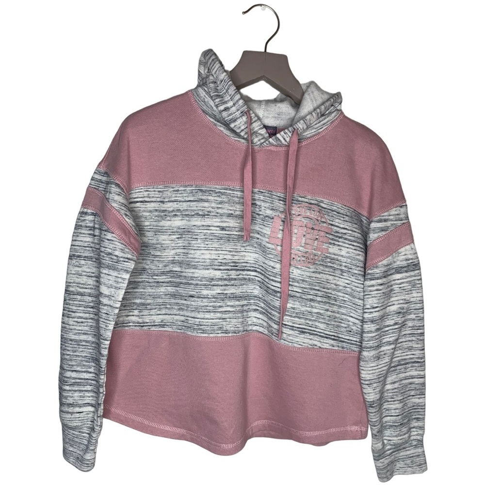 Woman’s comfy casual wear fuchsia & marble pull over drawstring hoodie